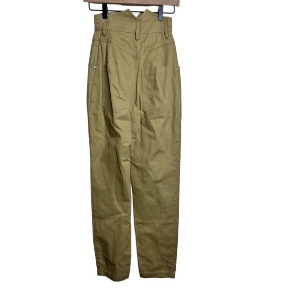 LAcademie Pants Womens XXS Beige Khaki Voletta Cropped High Waisted Paperbag - Picture 3 of 6